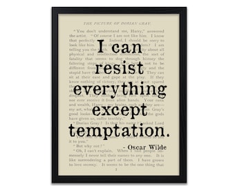 Oscar Wilde Quote Print - Temptation Quotes - Unframed - Personalised Option Available