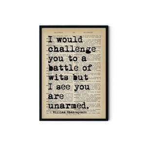 Shakespeare Quote Print - Battle of Wits Quotes - William Shakespeare Prints - Frame Not Included