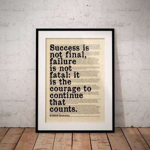 Success Is Not Final Quote Print - Winston Churchill Quotes - Prime Minister Speech - Unframed - Personalisation Options Available