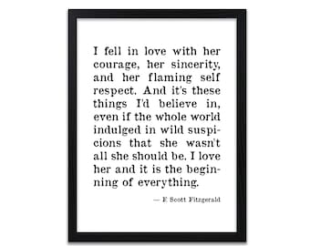 Falling in Love Quote Print - Literary Prints - F Scott Fitzgerald Quotes