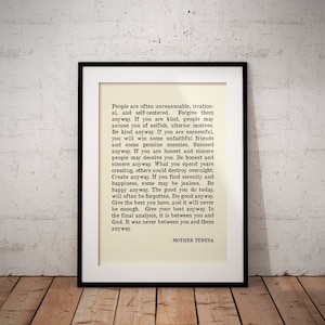 Do It Anyway Poem Print - Be Happy Be Kind Poster