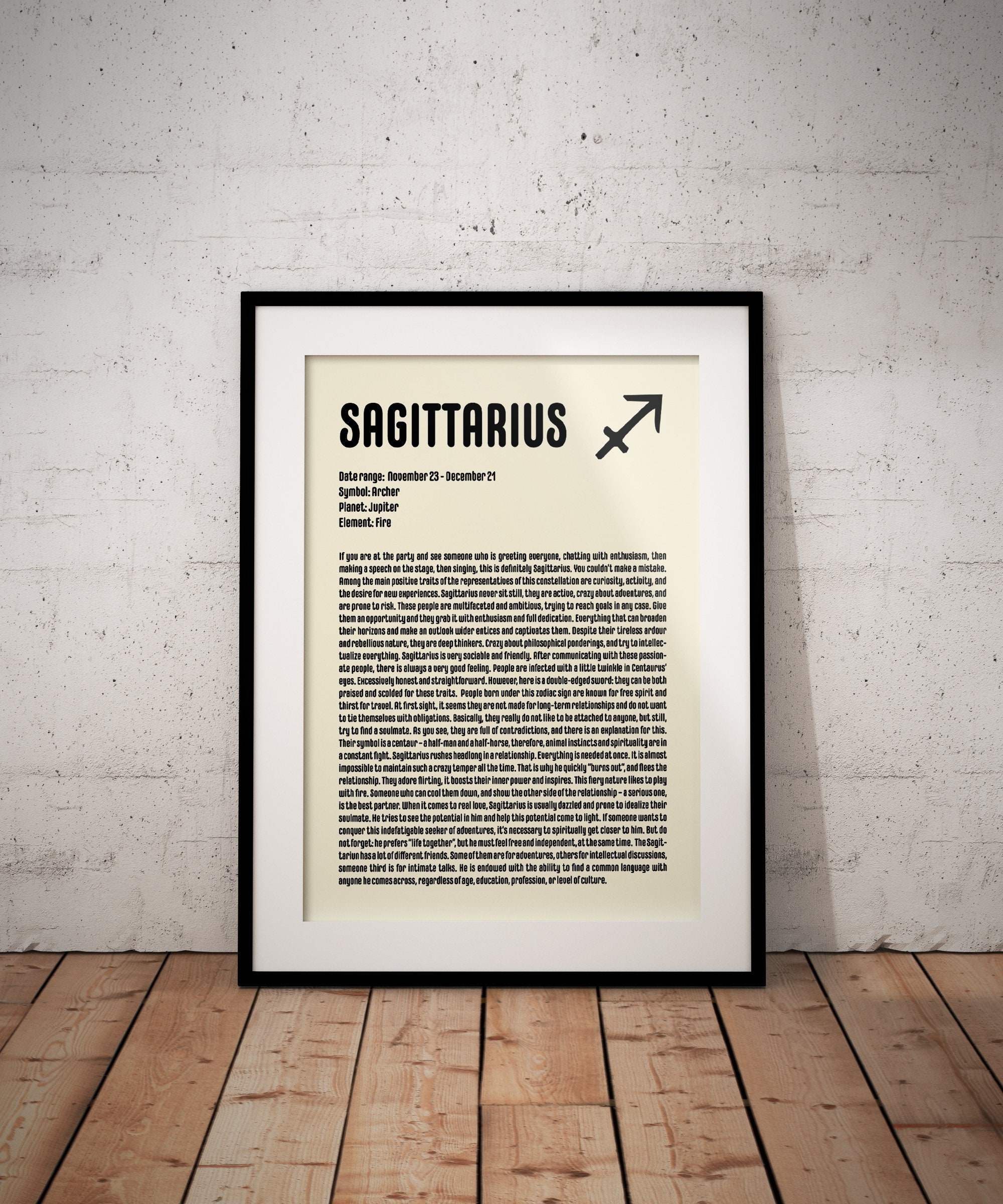 Sagittarius Print - Zodiac Quote Prints - Customizable Star Sign Posters - Unframed