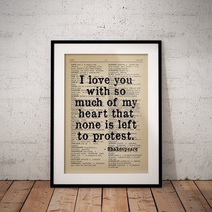 Shakespeare Love Quote Print - I Love You So Much Quotes - Shakespeare Prints - Anniversary Love Gift - Unframed