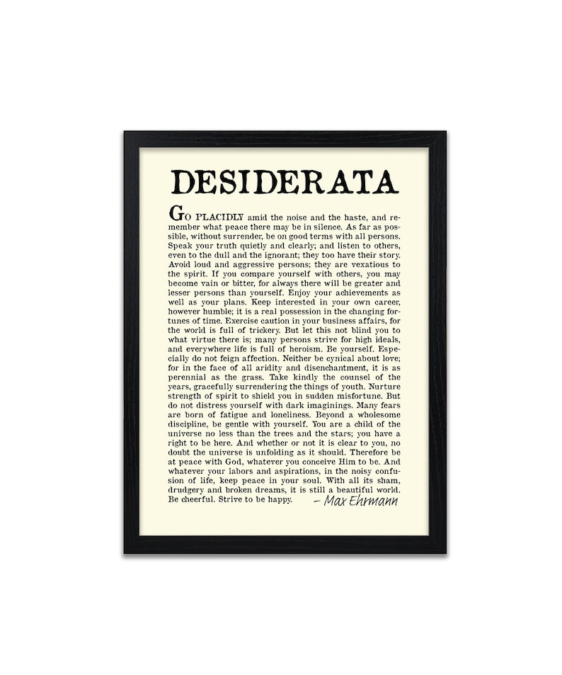 Desiderata Poem Print Desiderata Poster Max Erhmann 1927 Beige