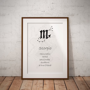 Scorpio Star Sign Zodiac Print - Unframed - Custom Option Available