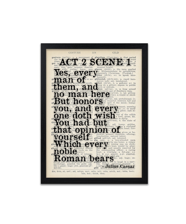 Shakespeare Quote Print Julius Caesar Quotes Dictionary Prints