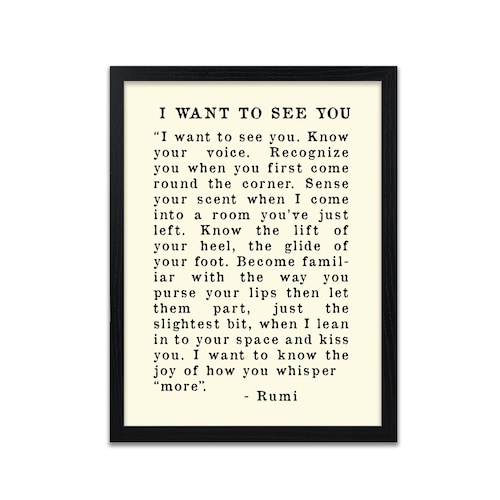 Love Poem I Want to See You Poem by Rumi Poster Print Deep Etsy Canada
