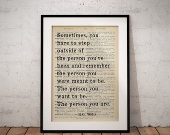 HG Wells Typography Book Quote Print - Unframed - Custom Option Available