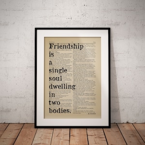 Aristotle Friendship Quote Print - Greek Philosophic Quotes - Aristotle Prints - Frame Not Included