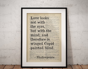 Shakespeare Quote 'love Looks With the Mind' Inspirational Shakespeare Quote 'love Looks With the Mind' Inspirational