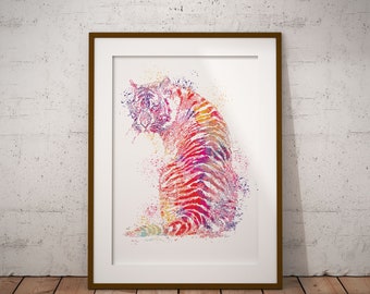 Colorful Tiger Art Print, Modern Wall Decor