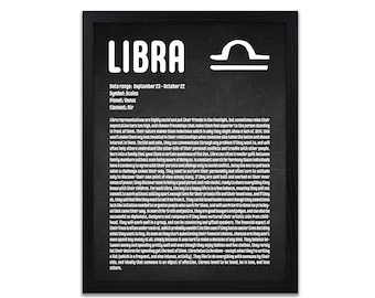 Libra Print - Zodiac Quote Prints - Affiches personnalisables star sign