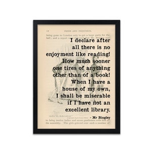 Pride and Prejudice Book Quote Print - Literary Prints