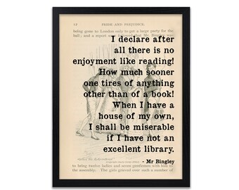 Pride and Prejudice Book Quote Print - Literary Prints