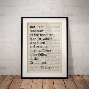 Shakespeare Quote Print - Julius Caesar - Dictionary Prints - Unframed - Custom Option Available