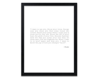 I Want To See You Poem Print - Rumi Poem Poster - Love Poems Prints