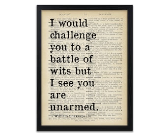 Shakespeare Quote Print - Battle of Wits Quotes - William Shakespeare Prints - Frame Not Included