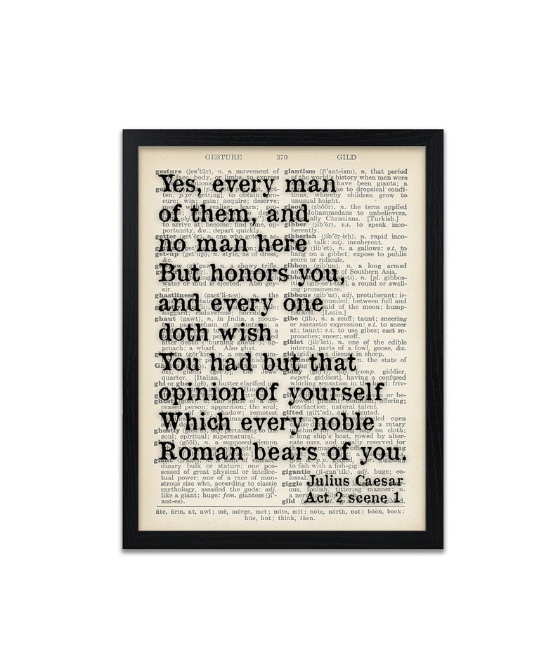 Shakespeare Quote Print Julius Caesar Quotes Dictionary Prints