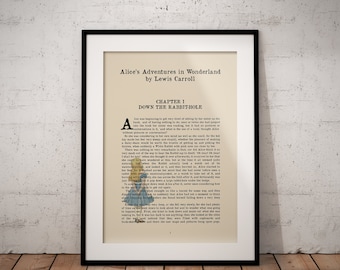 Alice im Wunderland First Page Poster, Bücherwurm Dekor