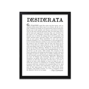 Desiderata Poem Print Desiderata Poster Max Erhmann 1927 White