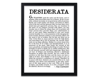 Desiderata Poem Print - Desiderata Poster - Max Erhmann 1927 - Unframed - Personalised Option Available