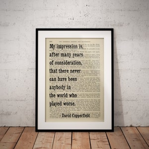 David Copperfield Book Quote Print - Sem moldura - Opção personalizada disponível