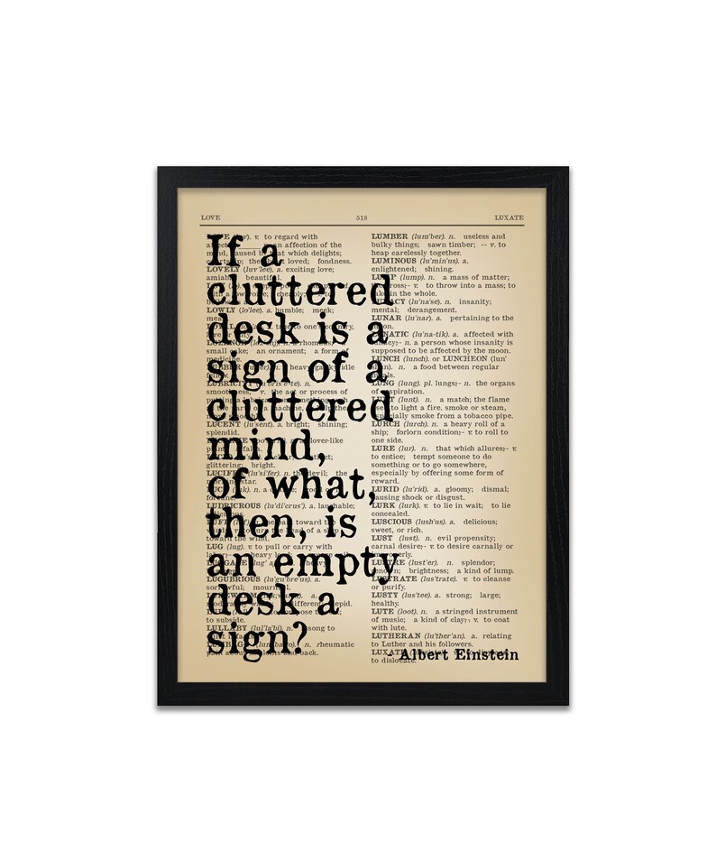 Albert Einstein Quote Prints Cluttered Desk Quote Print Etsy