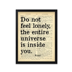 Rumi Poem Print - Rumi Quote Print - Do Not Feel Lonely - Unframed - Personalised Option Available