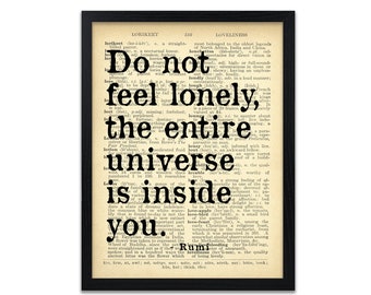 Rumi Poem Print - Rumi Quote Print - Do Not Feel Lonely