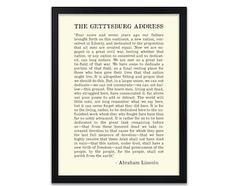 Gettysburg Address Print - Abraham Lincoln Quote, Unframed