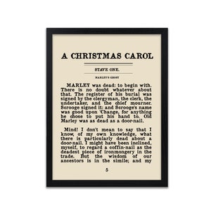 Christmas Carol Print – Charles Dickens Literary Poster, Bookish Decor