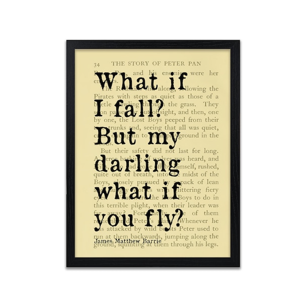 Peter Pan Book Quote Print - What If I Fall Quotes - Literary Prints