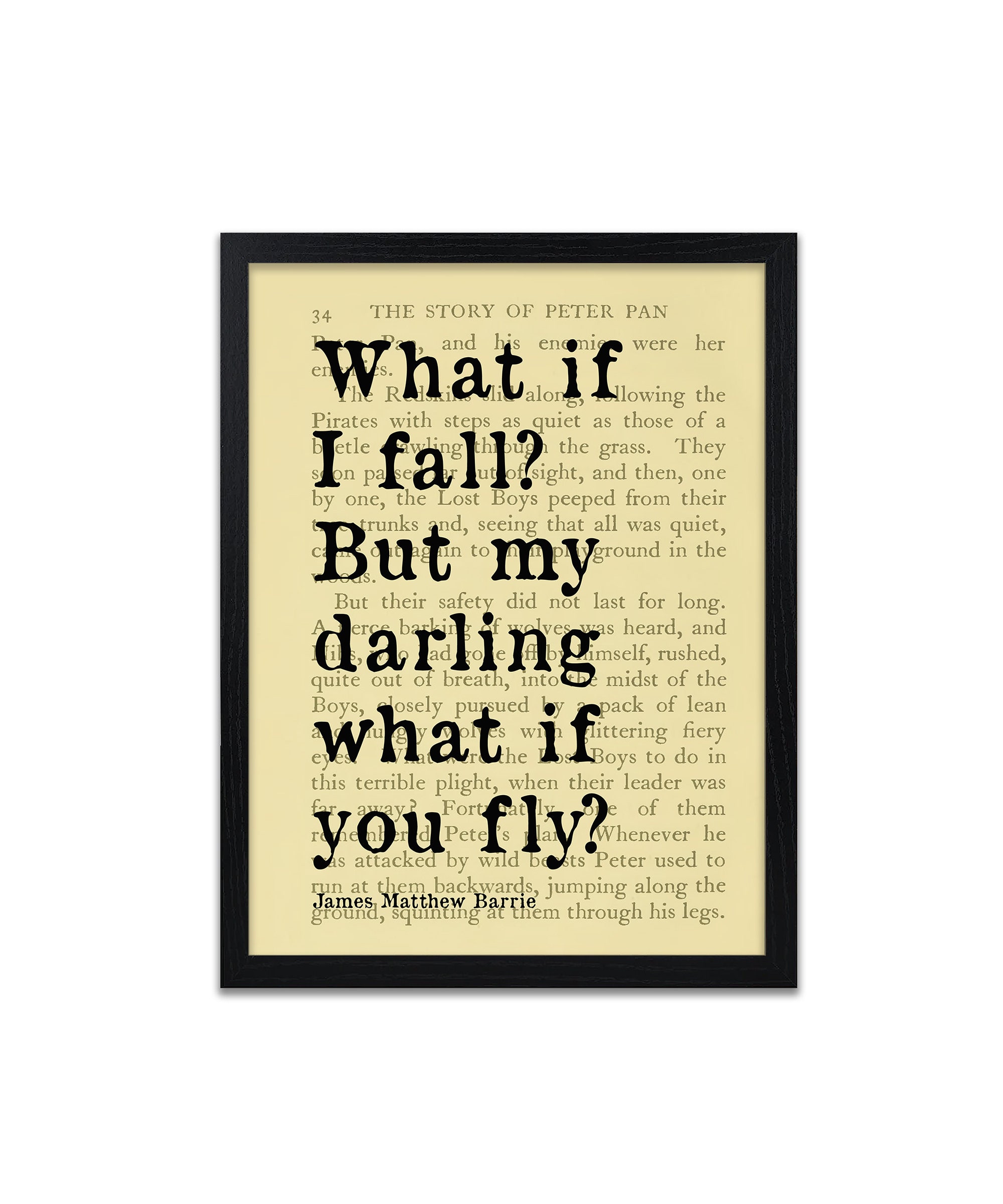 Peter Pan Book Quote Print What If I Fall Quotes Literary Etsy UK
