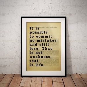 Personalisable Commit No Mistakes and Still Lose Book Page Quote Print - Custom Option Available - Unframed