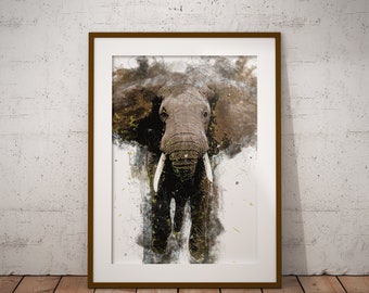 Elephant Abstract Watercolour Art Print
