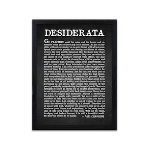 Desiderata Poem Print Desiderata Poster Max Erhmann 1927 Chalkboard