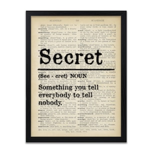 Personalisable Secret Dictionary Page Definition Print - Custom Option Available