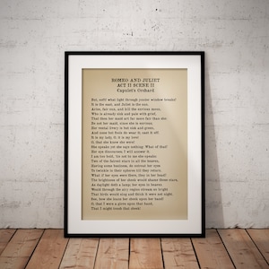 Shakespeare Prints - Romeo and Juliet Act 2 Scene 2 - Love Verse