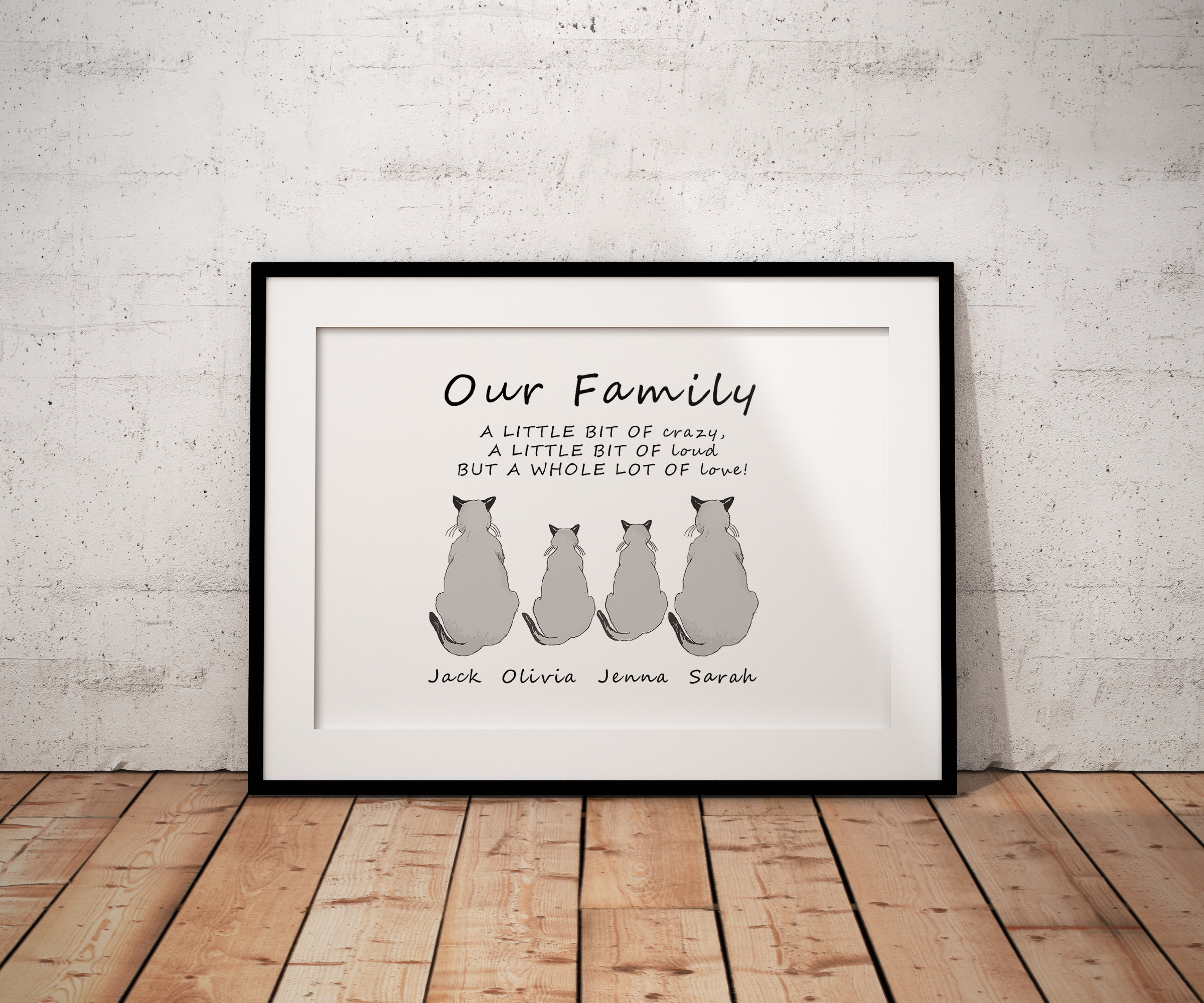 Personalized Cat Family Print | Custom Home Wall Art - Etsy