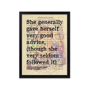 Through the Looking Glass Quote Print - Good Advice - Alice in ...
