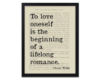 Oscar Wilde Quote Print - Love Yourself Quotes - Unframed - Personalised Option Available