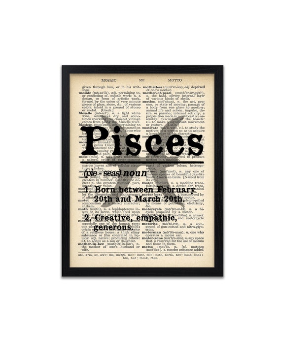 Pisces Definition Prints Horoscope Definition Print Zodiac Etsy