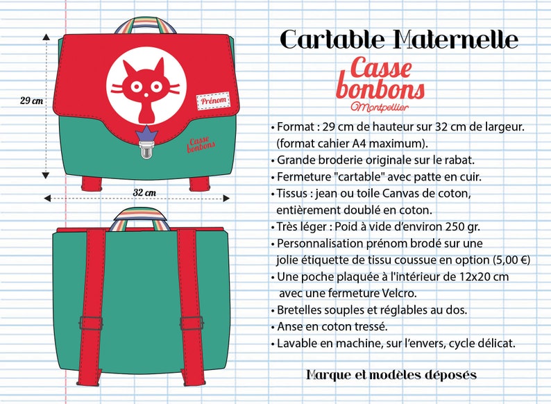Kindergarten schoolbag with embroidery