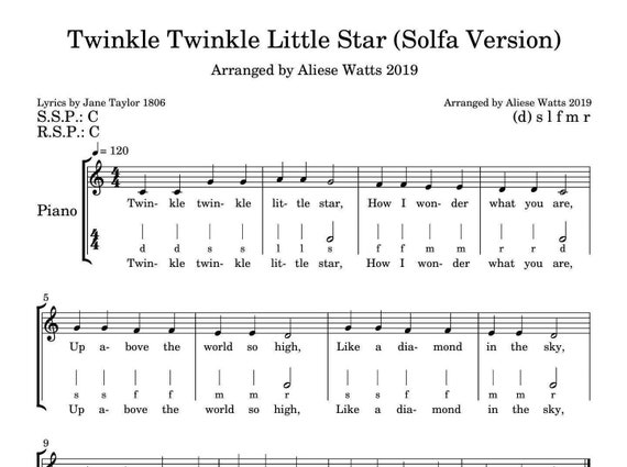 Twinkle Twinkle Little Star Sheet Music Custom Made For Any Etsy