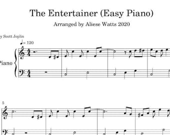 The Entertainer Sheet Music.  Easy Piano. Scott Joplin. Piano Music. Main theme only READ DESCRIPTION