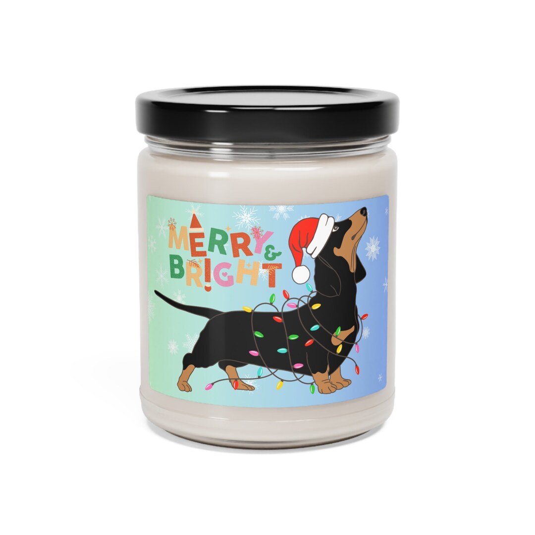 Merry & Bright Holiday Candle Dog Themed Candle Daschund Etsy