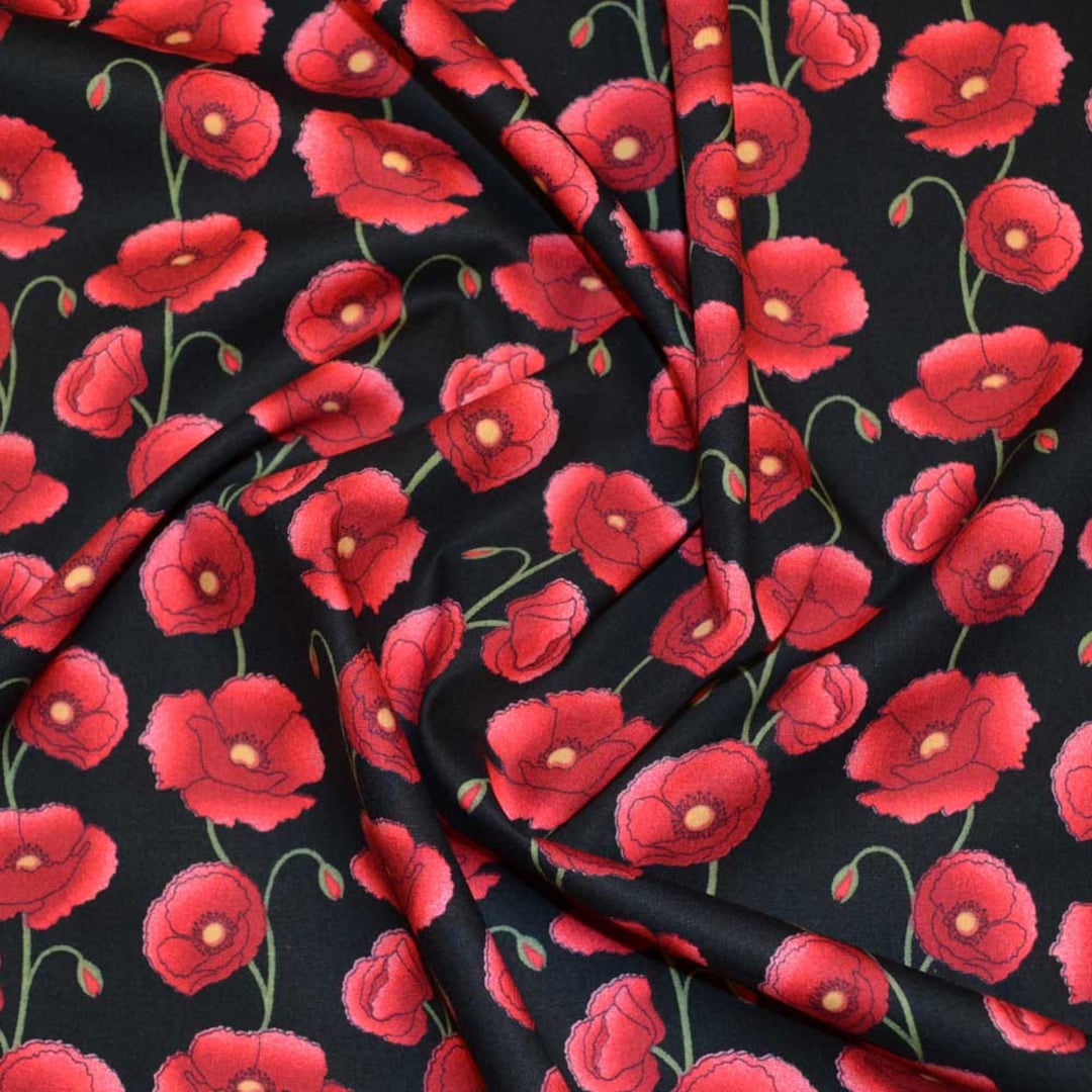 Poppy Floral Cotton Fabric 100% Cotton Poplin Fabric - Etsy