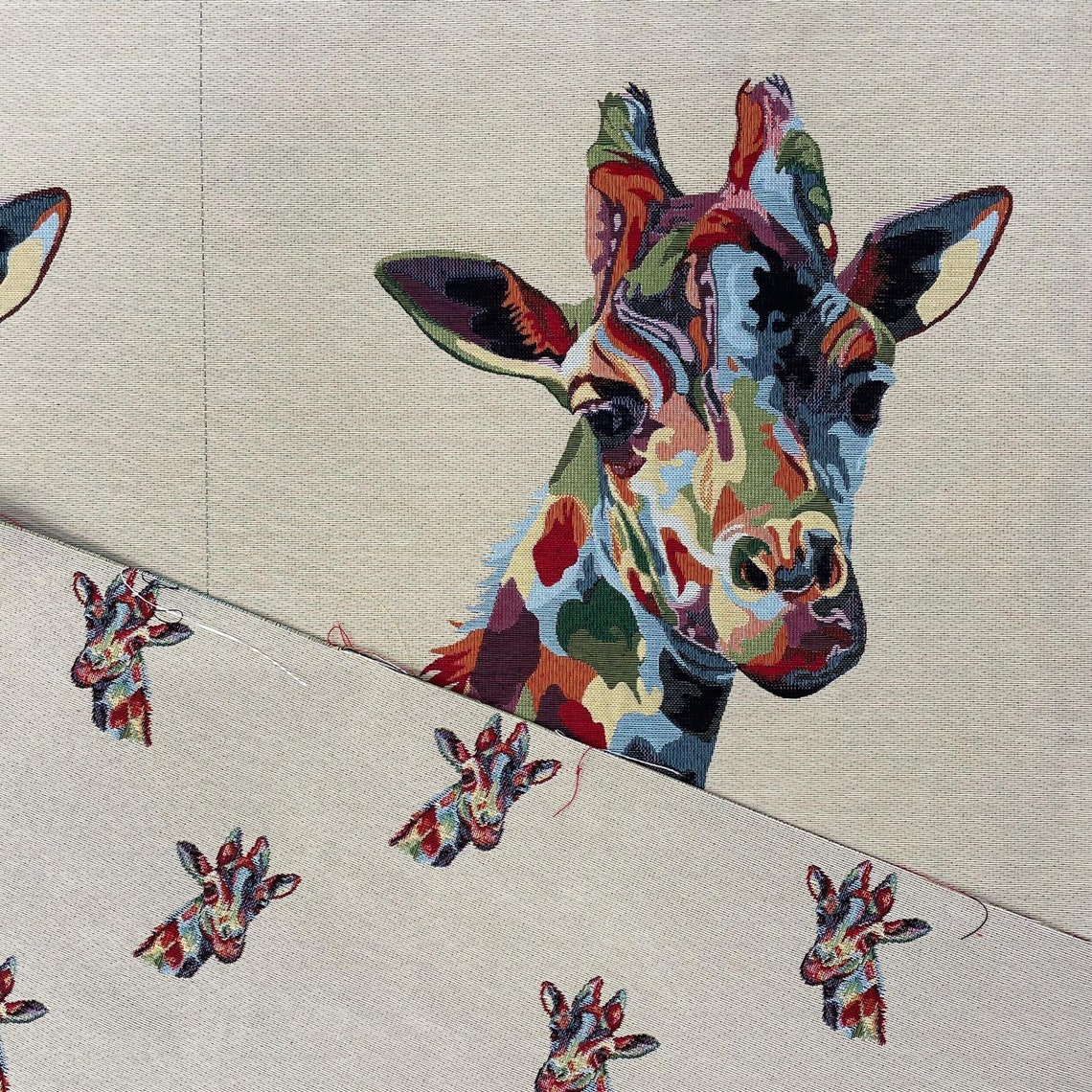 Giraffe Panel / Colourful CottonRich Natural Linen Look Craft Etsy
