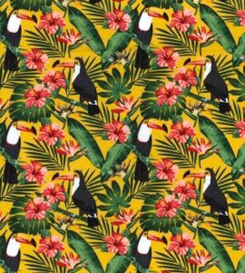 Toucan Cotton Fabric Tropical Fabric 100 Cotton Poplin Etsy
