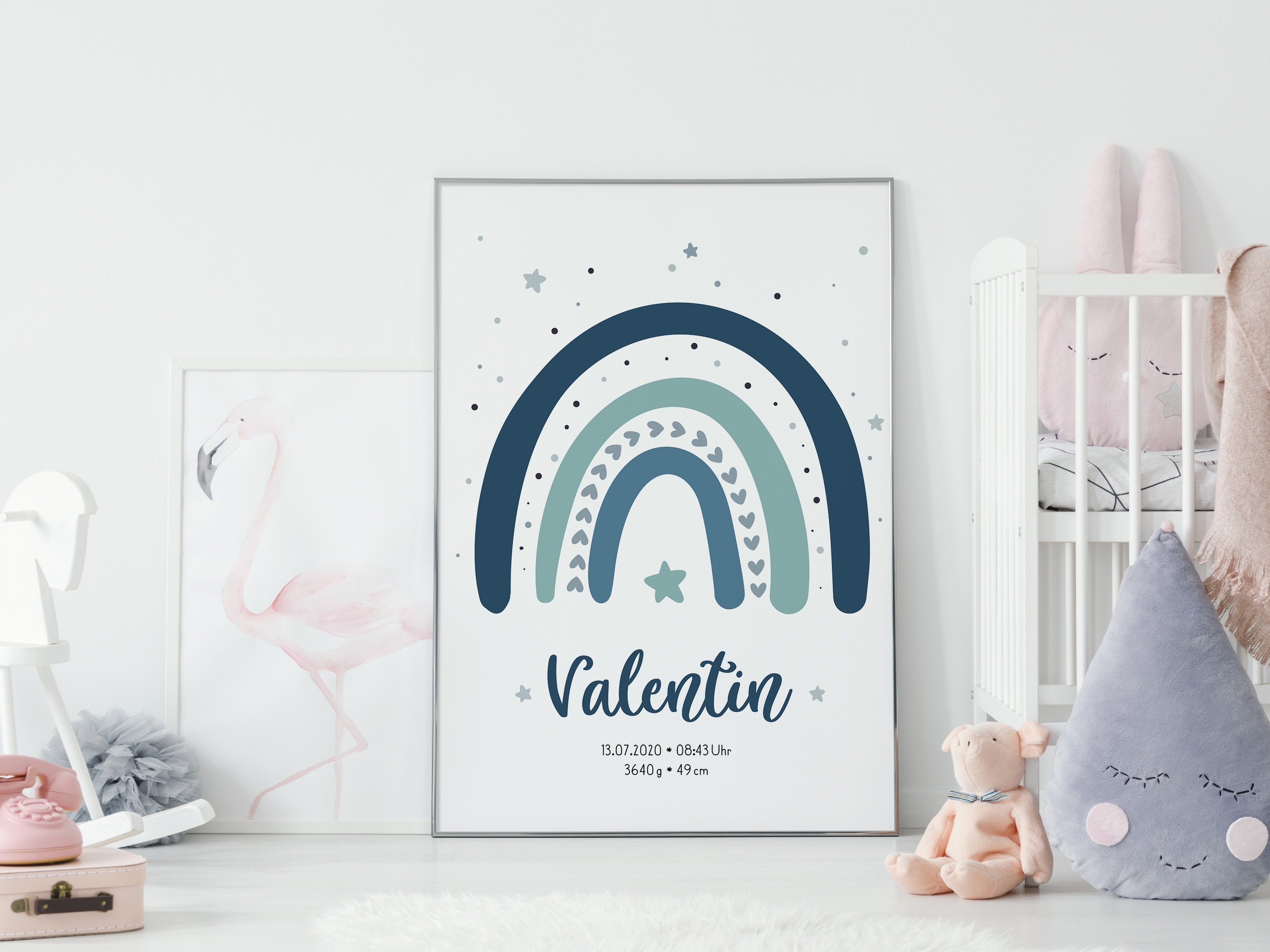 Geburtsplakat Regenbogen Junge personalisiert mit Etsy
